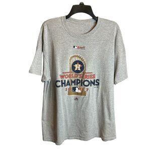 5 for $25🔥XL MLB‎ Houston Astros World Champions 2017 Grey T-Shirt